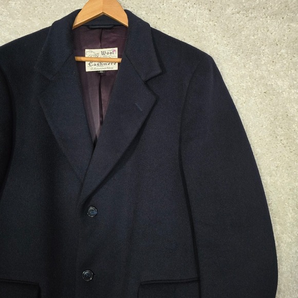 Lanificio Vallombrosa Coat Mens 42R Navy Blue Wool Cashmere Long Preppy - Picture 3 of 15